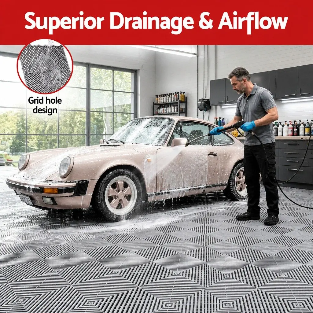 Interlocking Floor Tiles Grey 40x40cm Non-Slip Heavy Duty 20 Piece
