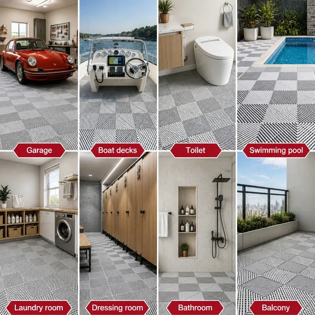 Interlocking Floor Tiles Grey 40x40cm Non-Slip Heavy Duty 20 Piece