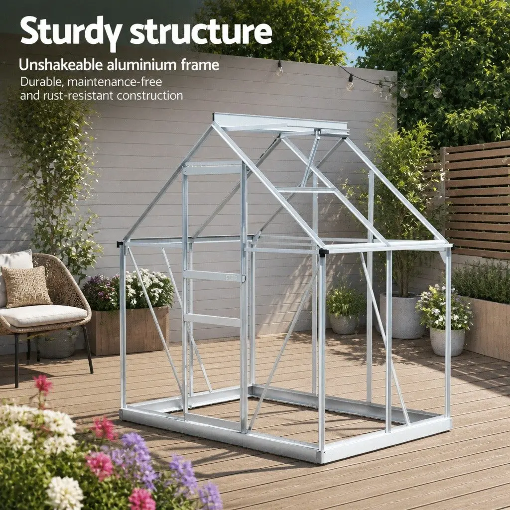 Greenhouse Aluminium Polycarbonate 1.3M x 1.9M x 2.0M Garden Storage Shed