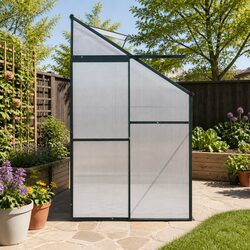 Lean-to Greenhouse 2.52x1.27x2.13M Aluminium Polycarbonate Garden Plant House