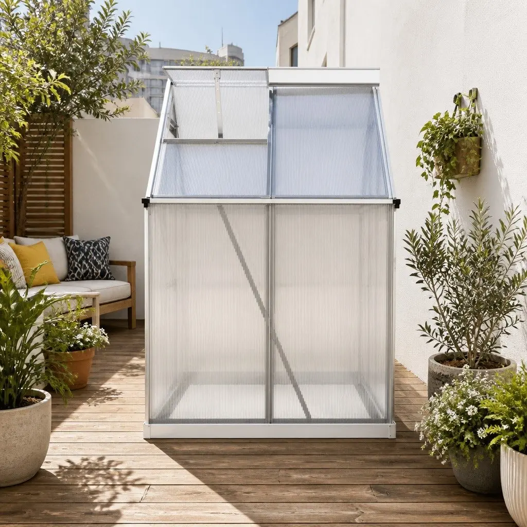 Greenhouse Aluminium Transparent 3.1M x 1.9M Double-walled Panels Rust-resistant Frame
