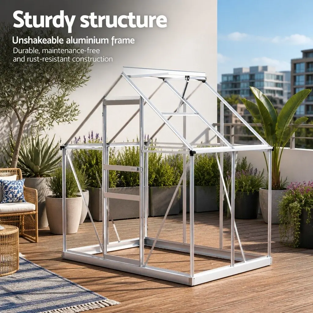 Greenhouse Aluminium Transparent 3.1M x 1.9M Double-walled Panels Rust-resistant Frame