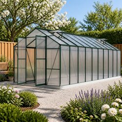 Aluminium Polycarbonate Greenhouse 6.3x2.44x2.1M Garden Plant House with Vents