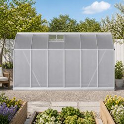 Aluminium Greenhouse 3x2.5x2.26M Double Doors Garden Polycarbonate