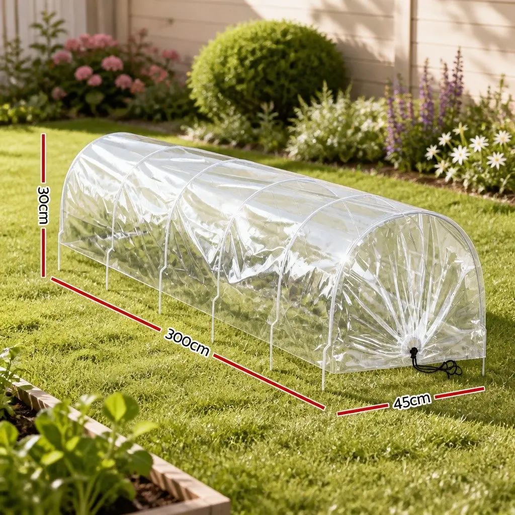 Mini Greenhouse Tunnel Transparent 300x45x30cm Portable Garden Plant Protection Clear PVC