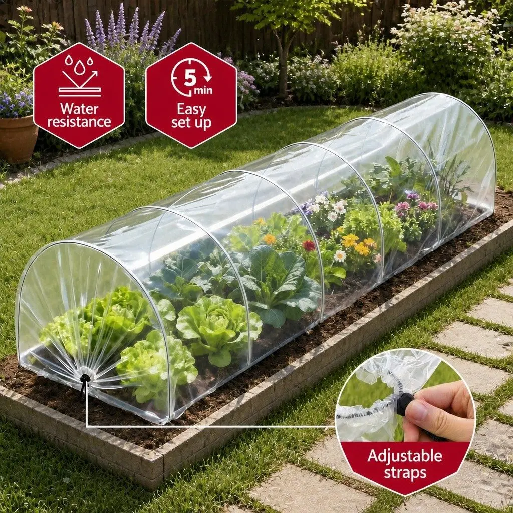 Mini Greenhouse Tunnel Transparent 300x45x30cm Portable Garden Plant Protection Clear PVC