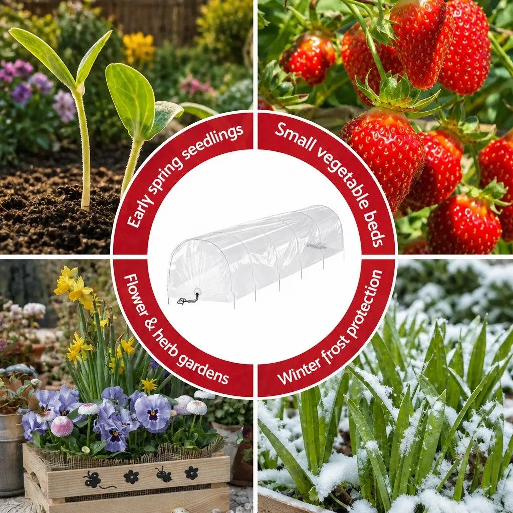 Mini Greenhouse Tunnel Transparent 300x45x30cm Portable Garden Plant Protection Clear PVC