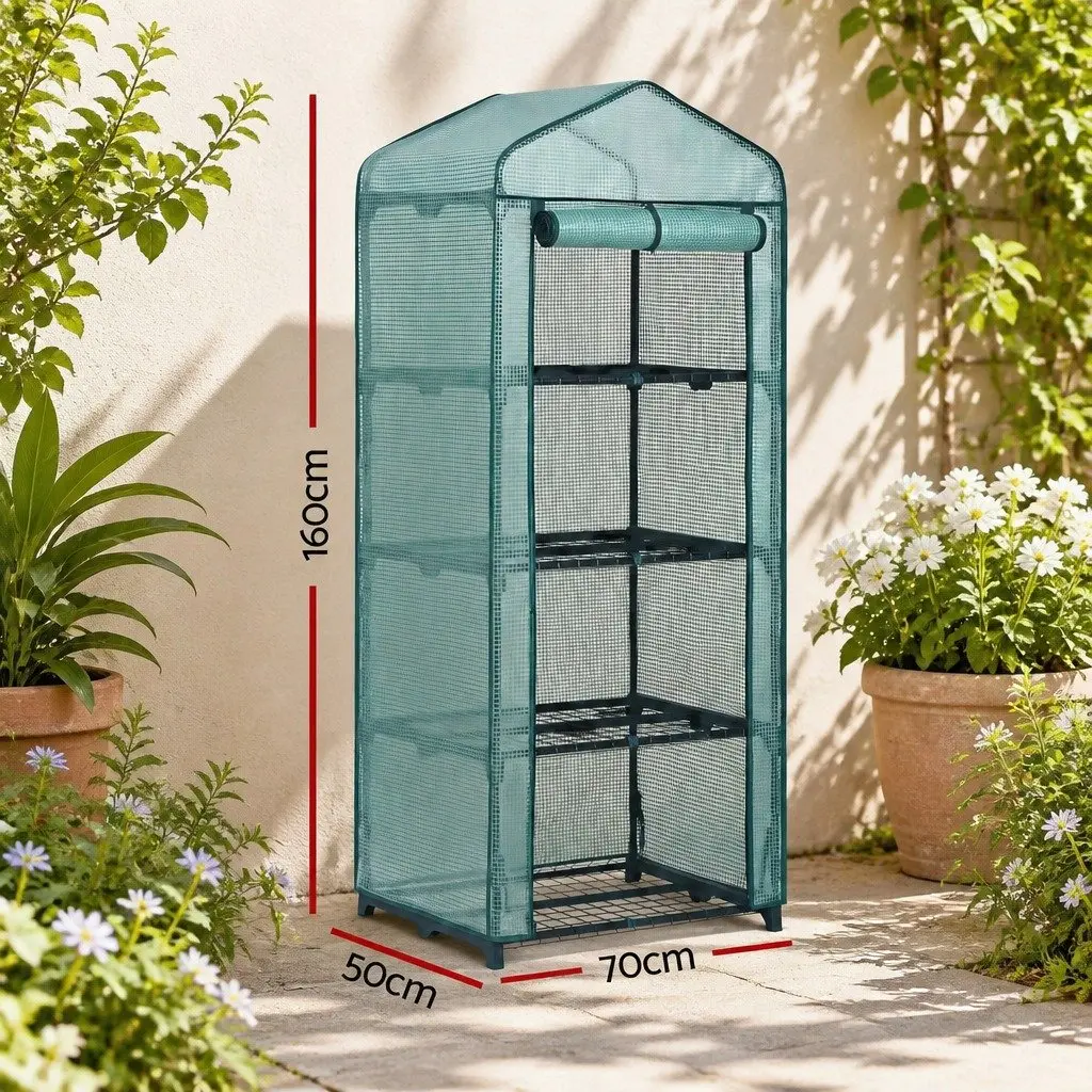 Greenhouse Green 4 Tier Portable Mini Plant Shelf Outdoor Growing House