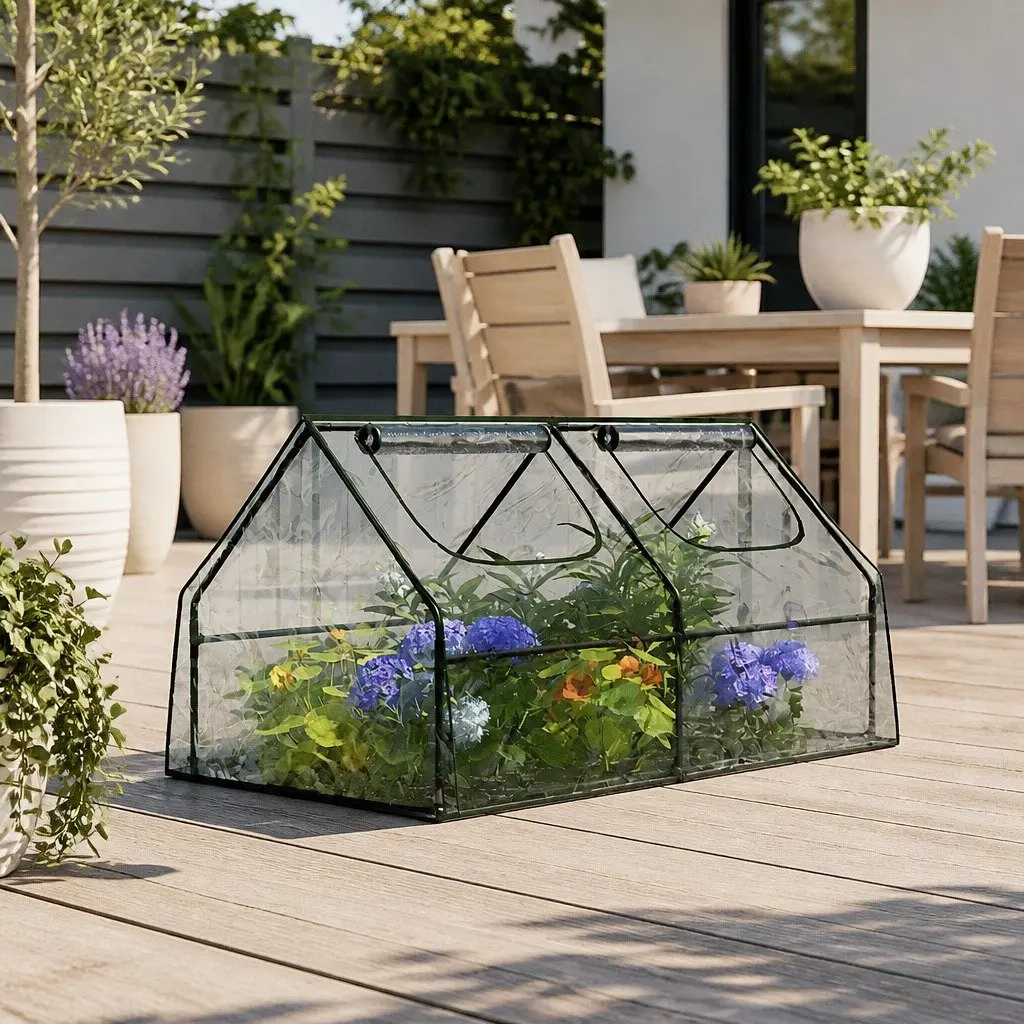 Mini Greenhouse Green 1.8x0.9x0.9M Raised Garden Bed Planter Box Roll-Up Window