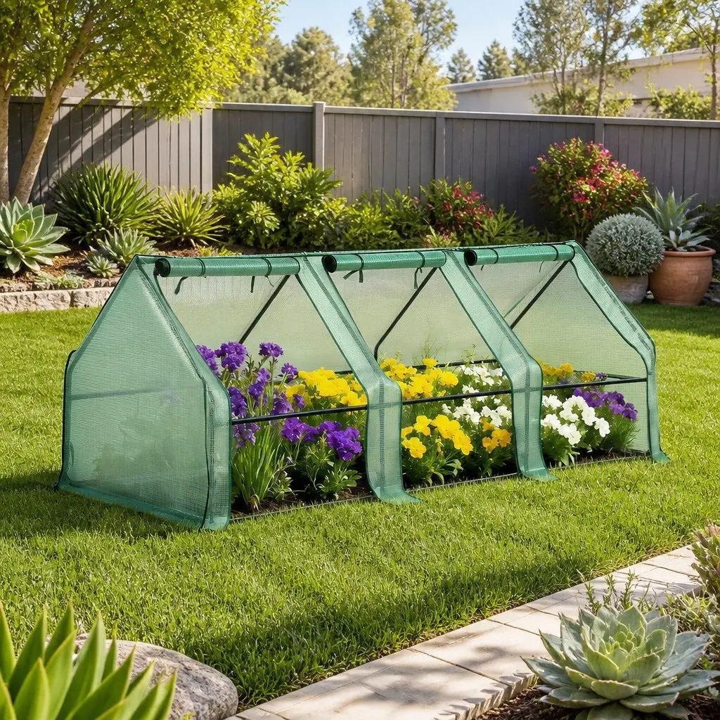 Mini Greenhouse Green 240x90x90cm Steel Frame PE Cover Outdoor Garden Shelter Portable