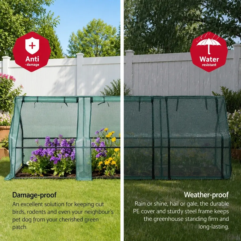 Mini Greenhouse Green 240x90x90cm Steel Frame PE Cover Outdoor Garden Shelter Portable