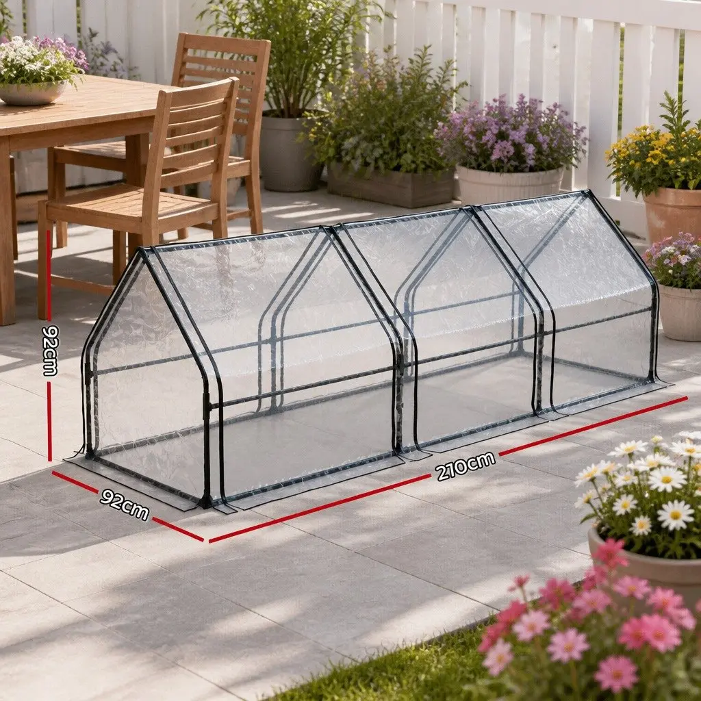 Greenhouse Transparent 2.7x0.9x0.9M Mini Raised Garden Bed Planter Protective Cover Outdoor