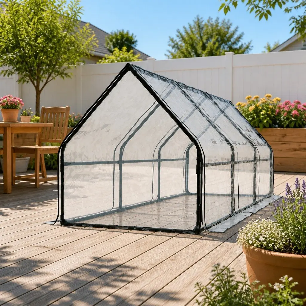 Greenhouse Transparent 2.7x0.9x0.9M Mini Raised Garden Bed Planter Protective Cover Outdoor