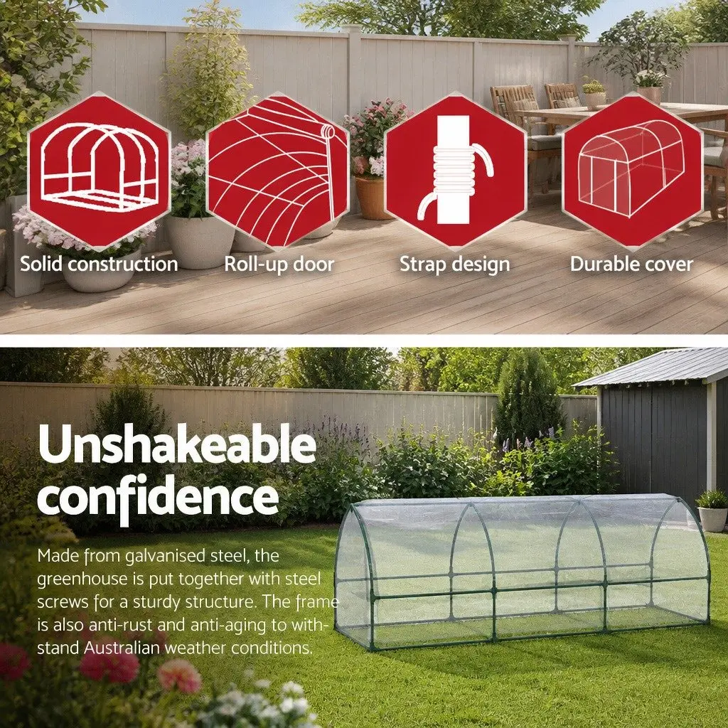 Greenhouse Transparent 2.7x0.9x0.9M Mini Raised Garden Bed Planter Protective Cover Outdoor