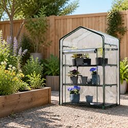 Mini Greenhouse 3 Tier Planter Garden Bed with Shelves Waterproof PVC Cover