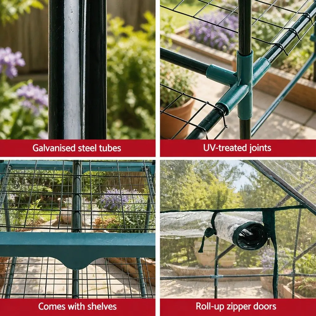 Mini Greenhouse Green 3 Tier Plant Shelves Waterproof PVC Cover