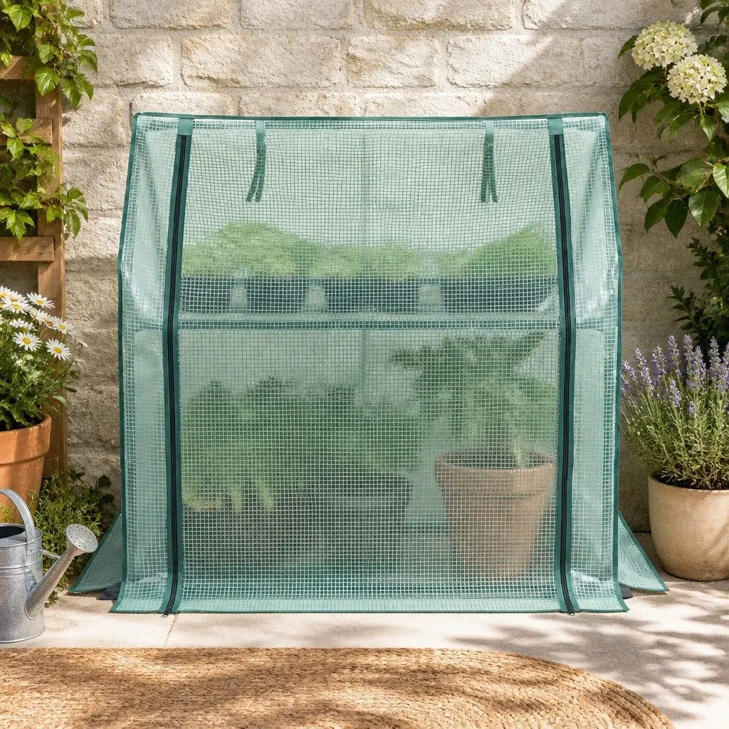 Mini Greenhouse Green 91x46x84cm Steel Frame PE Cover Outdoor Garden Shelter