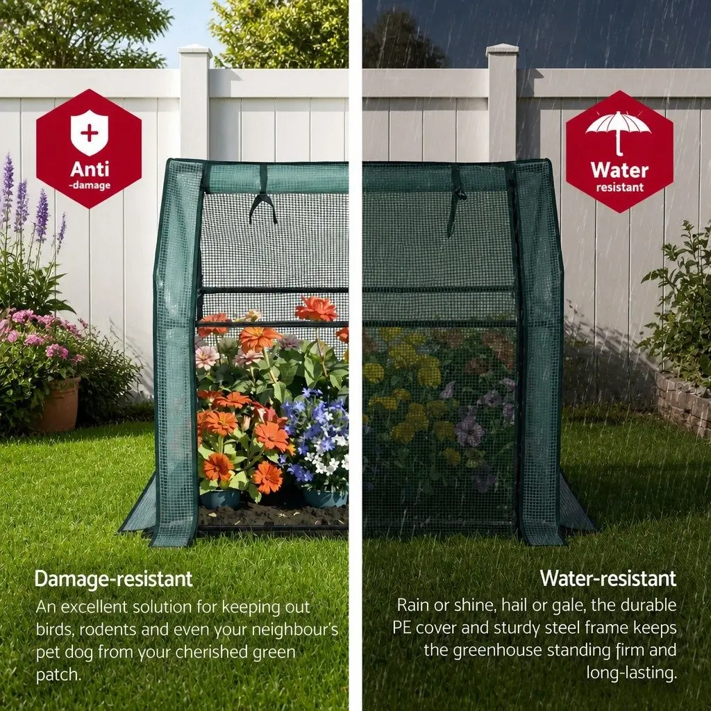 Mini Greenhouse Green 91x46x84cm Steel Frame PE Cover Outdoor Garden Shelter