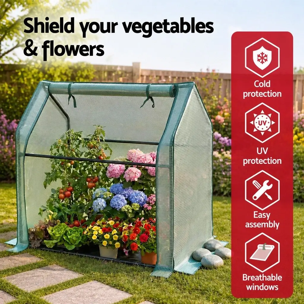 Mini Greenhouse Green 91x46x84cm Steel Frame PE Cover Outdoor Garden Shelter