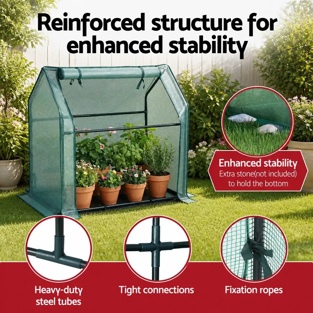 Mini Greenhouse Green 91x46x84cm Steel Frame PE Cover Outdoor Garden Shelter