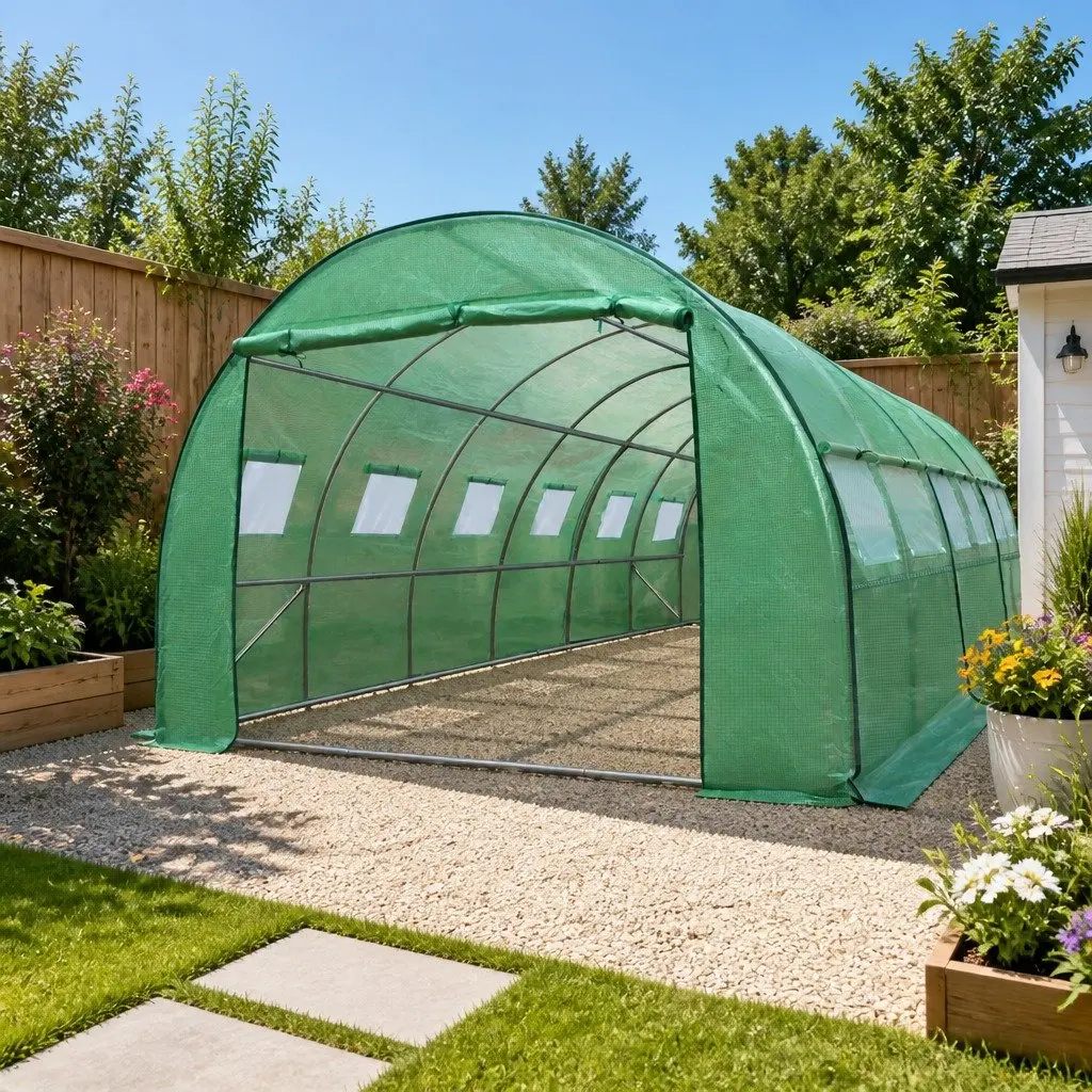 Greenhouse Tunnel Green 6M x 3M x 2M Walk-in Garden Plant Growing House PE Cover