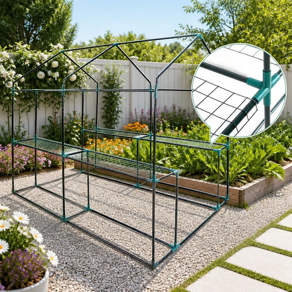 Walk-in Greenhouse Green 1.2x1.9x1.9M Transparent PVC Cover Powder-coated Steel Frame