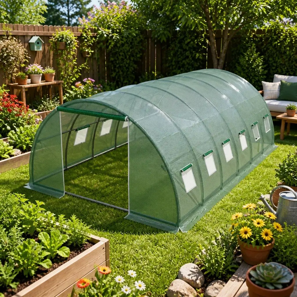 Greenhouse Green 6x4x2M Walk-in Tunnel Plant Garden Shed Galvanised Steel Frame