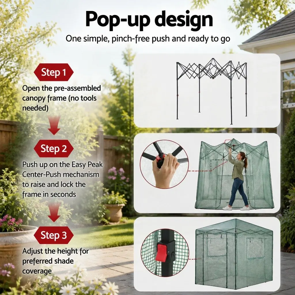 Walk-In Greenhouse Green 180x240x240cm Steel Frame PE Cover Instant Setup