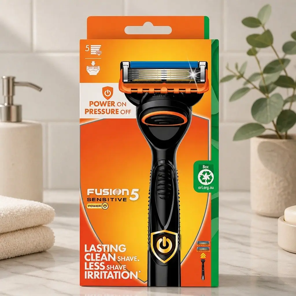 Fusion 5 Sensitive Power Razor Handle with 2 Cartridges Wet Shaving