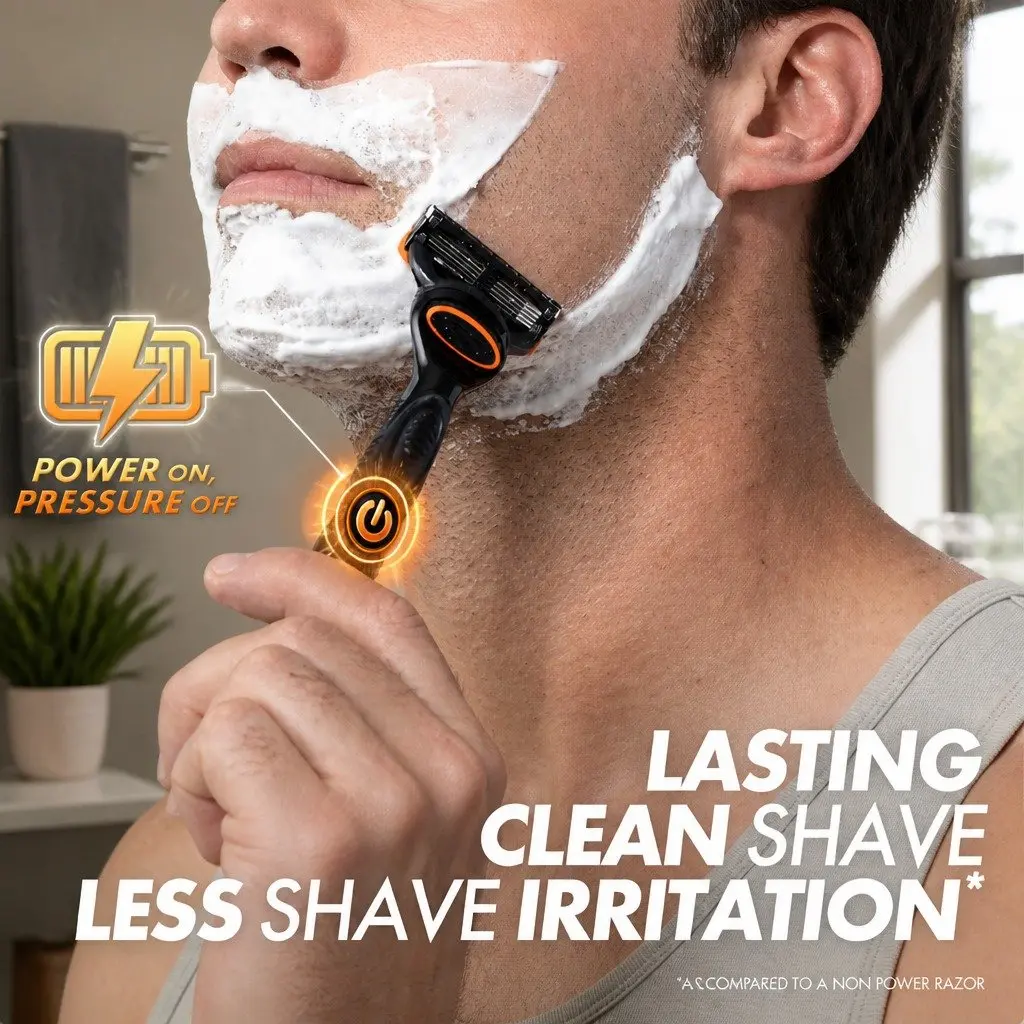 Fusion 5 Sensitive Power Razor Handle with 2 Cartridges Wet Shaving