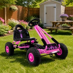 Kids Pedal Go Kart - Stylish, Pink, and Reliable