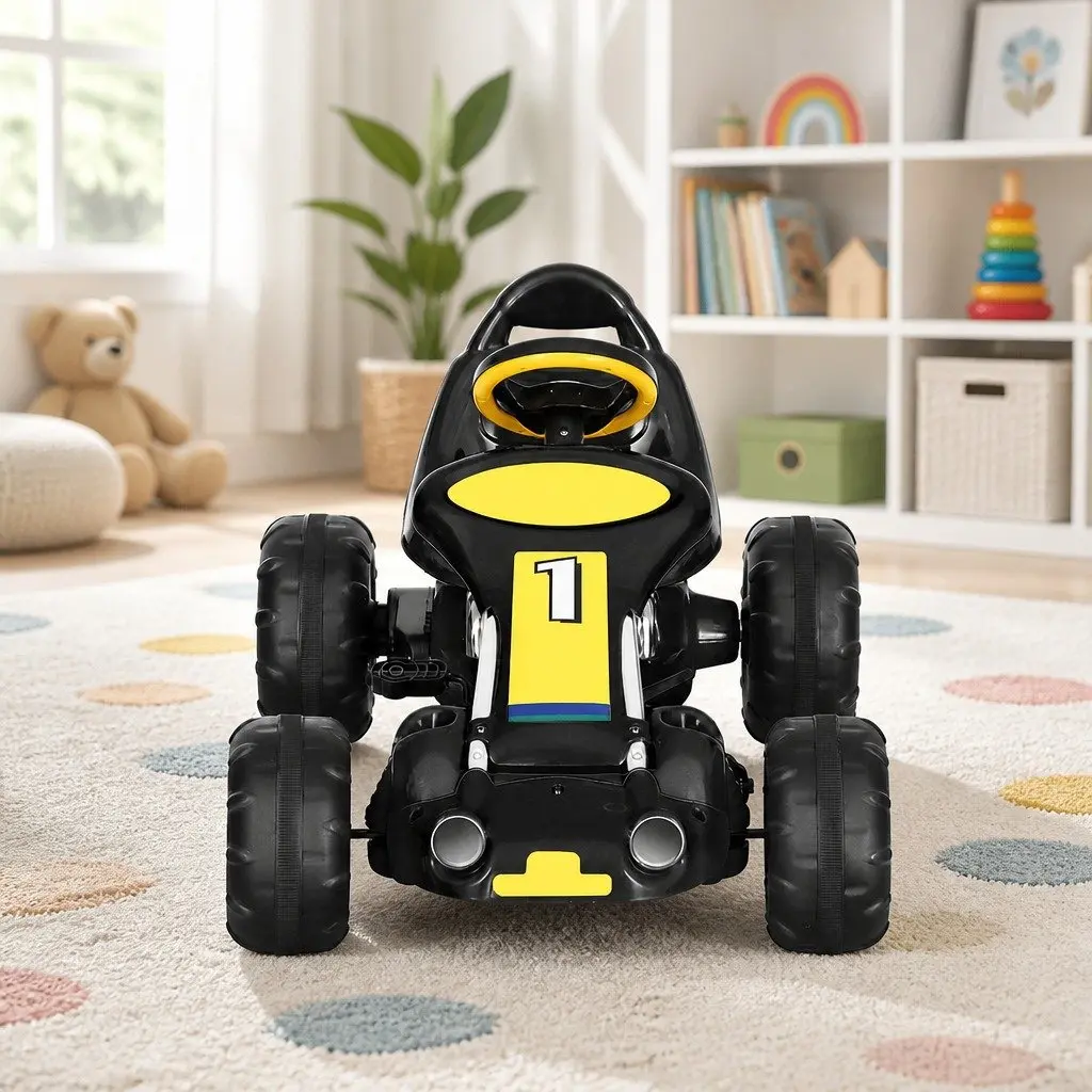 Kids Go Kart Ride On Car Black Pedal Powered Durable Construction 3 Years Plus