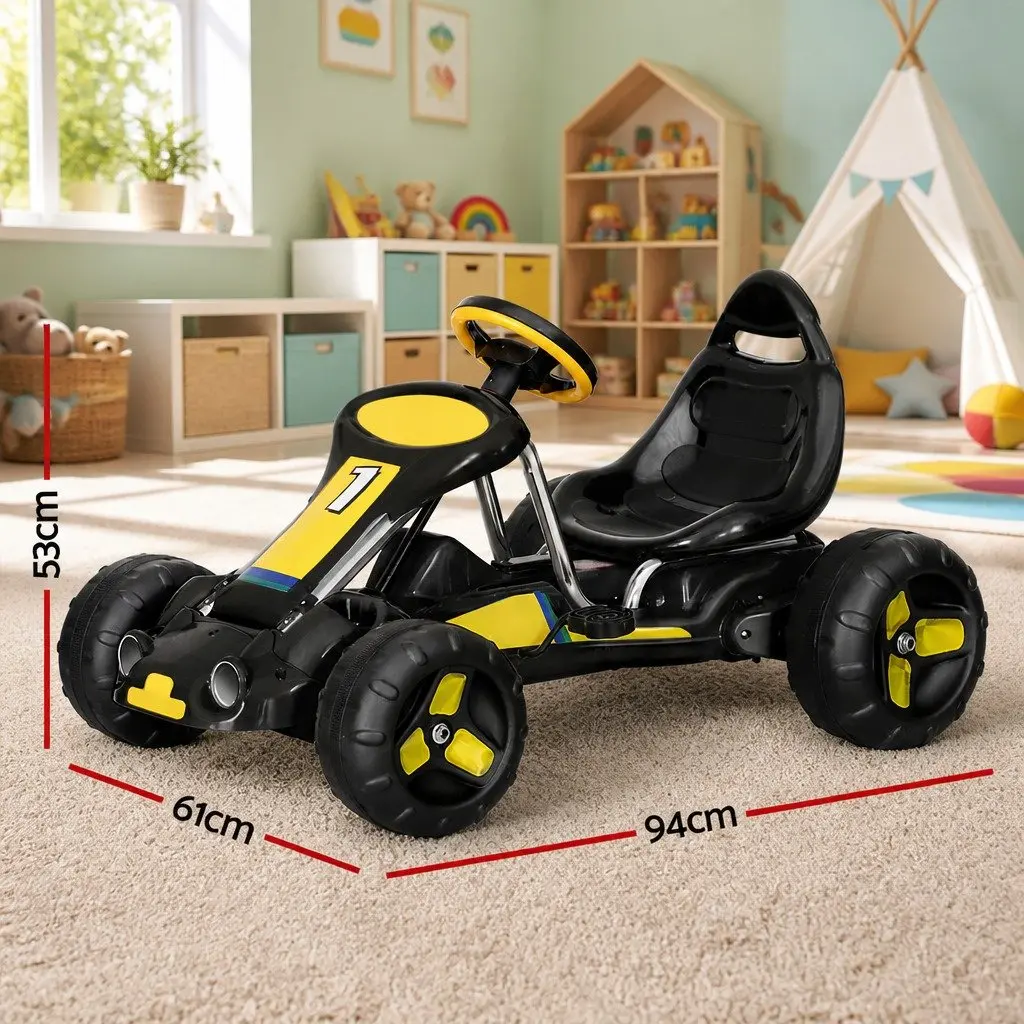 Kids Go Kart Ride On Car Black Pedal Powered Durable Construction 3 Years Plus