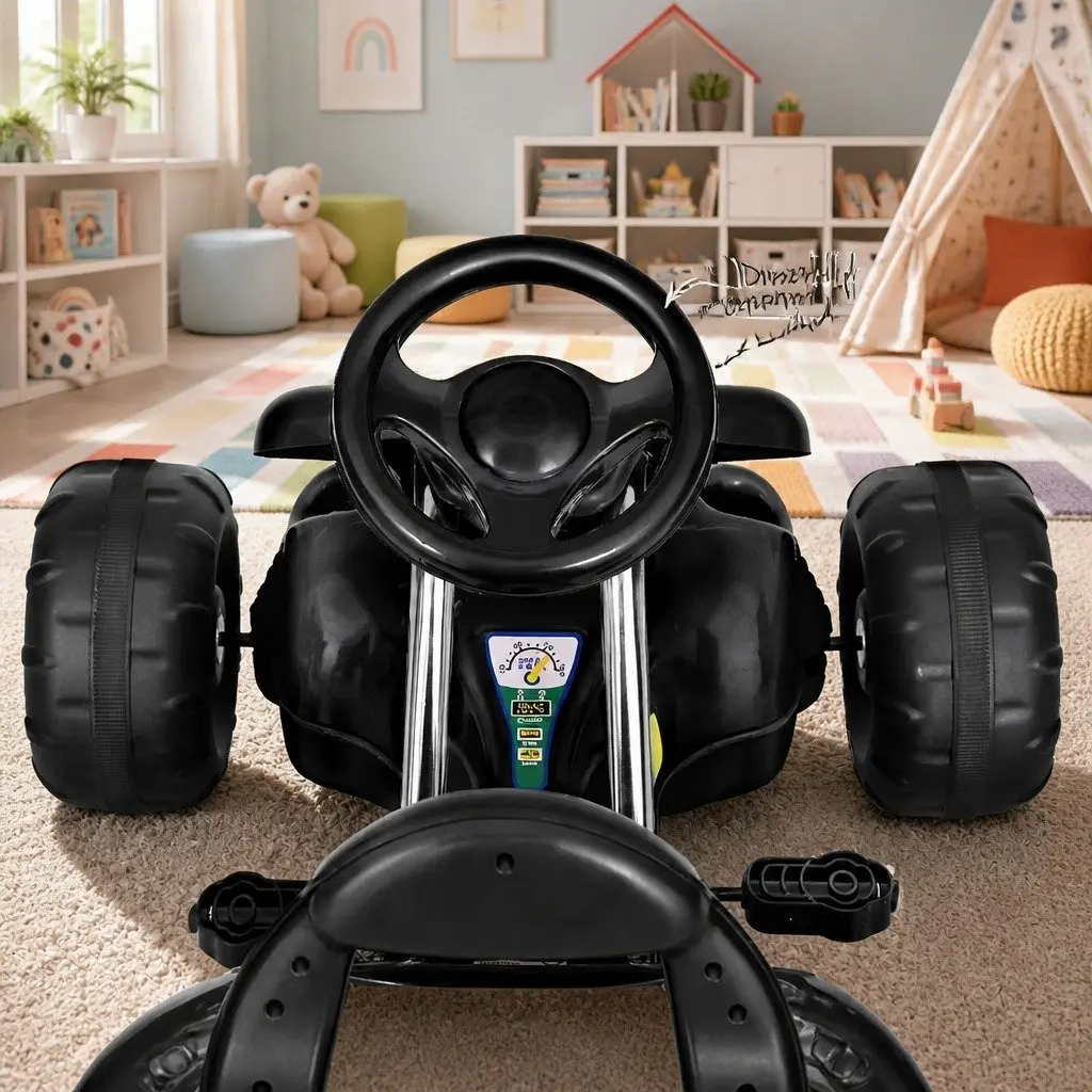 Kids Go Kart Ride On Car Black Pedal Powered Durable Construction 3 Years Plus