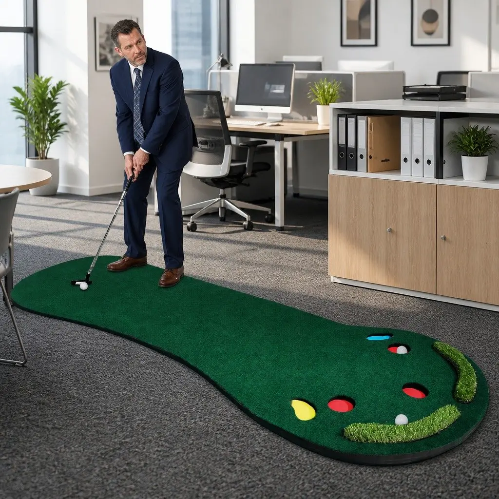 Golf Putting Mat Green 3M Portable Indoor Outdoor Anti-slip Soft Fleece Surface