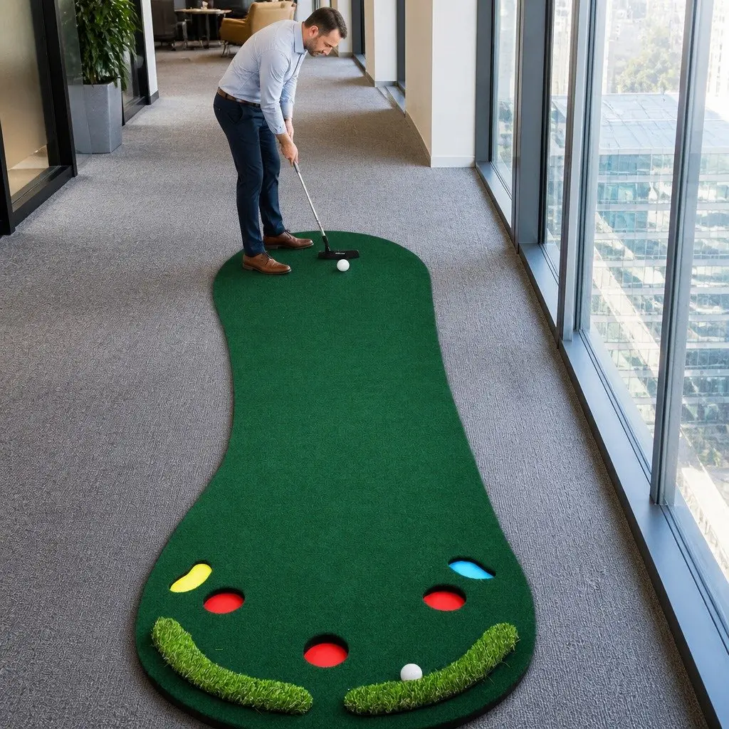 Golf Putting Mat Green 3M Portable Indoor Outdoor Anti-slip Soft Fleece Surface