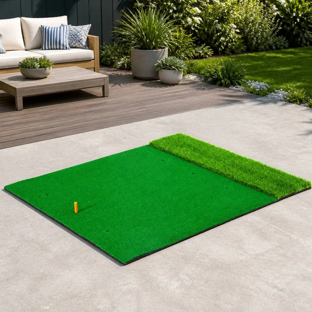Golf Hitting Mat Green 150cm x 120cm 2 in 1 Portable Driving Range Practice Training Aid