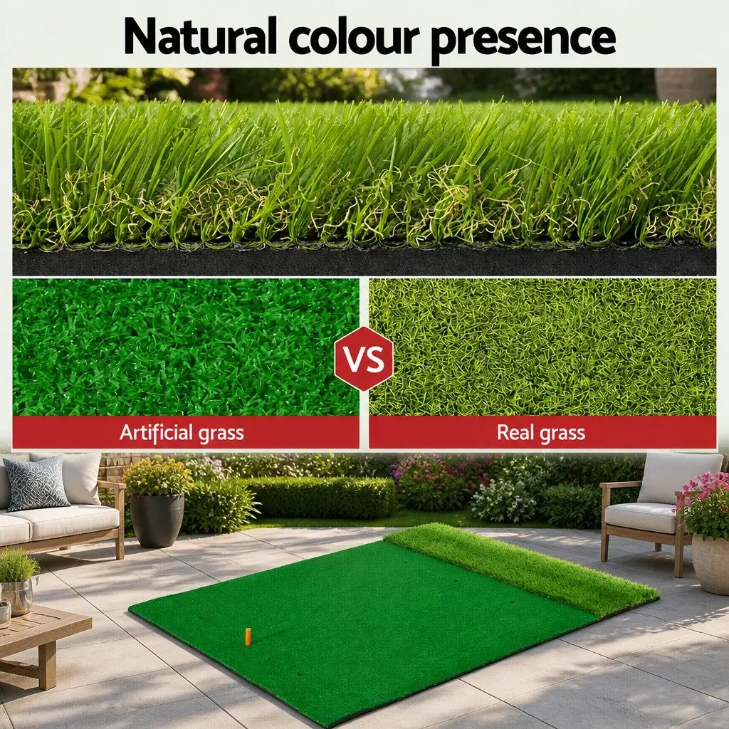 Golf Hitting Mat Green 150cm x 120cm 2 in 1 Portable Driving Range Practice Training Aid