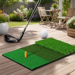 Golf Hitting Mat 3 in 1 Portable Driving Range Practice Training Aid Green Turf