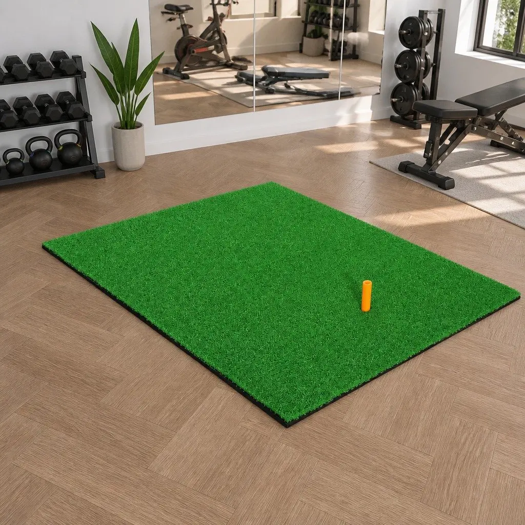 Golf Hitting Practice Mat Green 80x60cm Portable Training Aid Non-Slip Base