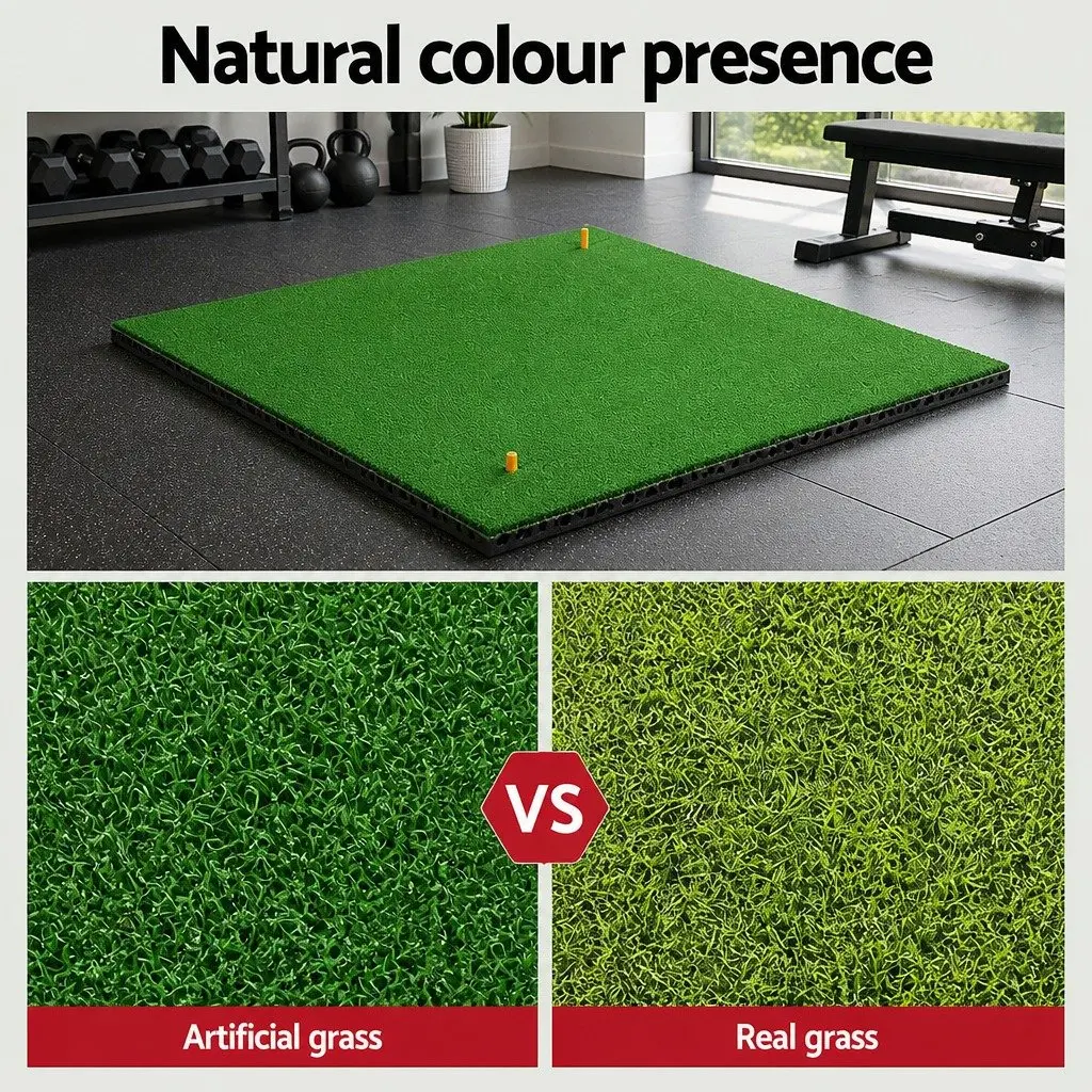 Golf Hitting Mat Green 150x150cm Portable Indoor Outdoor Practice Training Grass