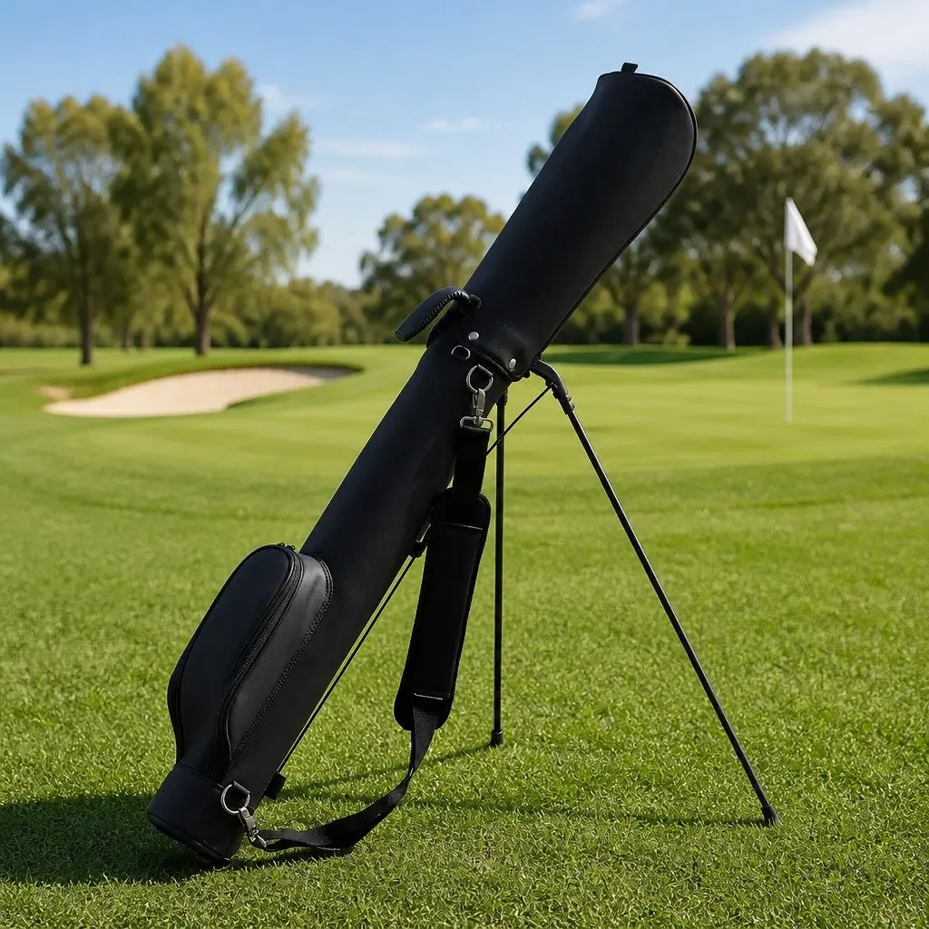 Golf Stand Bag Black Lightweight Compact Portable Practice with Insulated Pocket