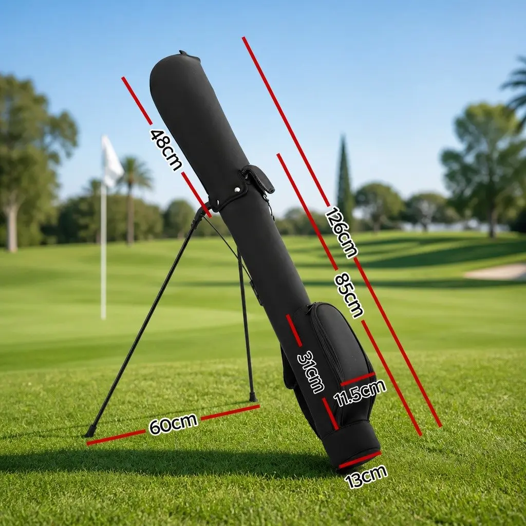 Golf Stand Bag Black Lightweight Compact Portable Practice with Insulated Pocket