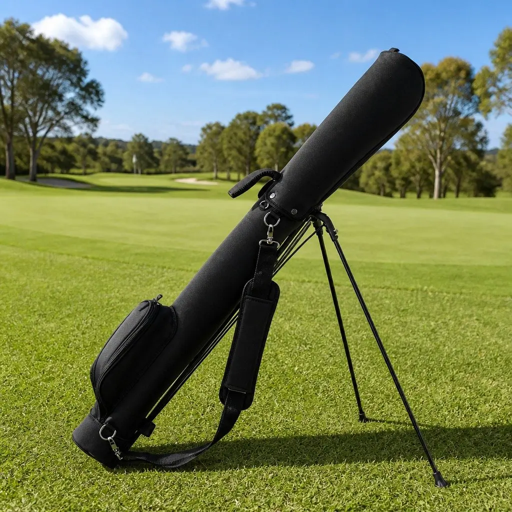 Golf Stand Bag Black Lightweight Compact Portable Practice with Insulated Pocket