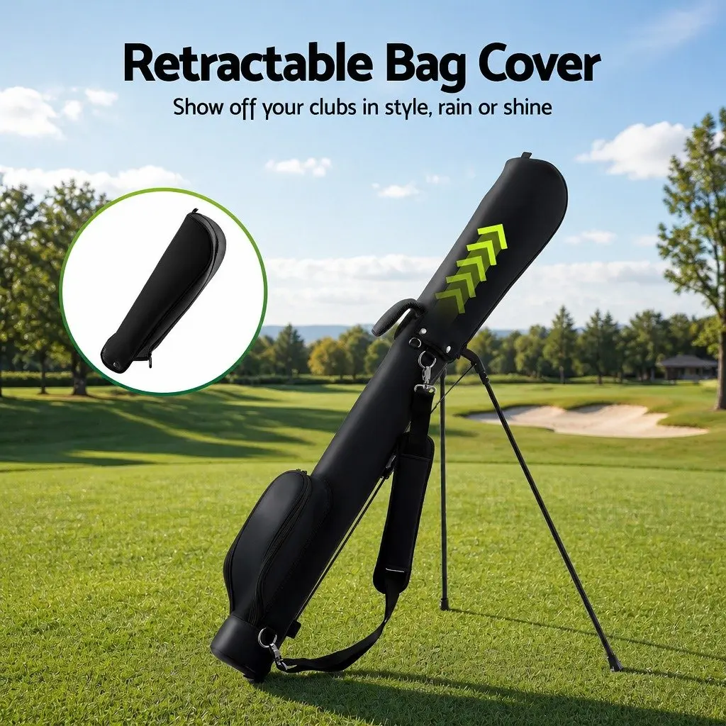 Golf Stand Bag Black Lightweight Compact Portable Practice with Insulated Pocket
