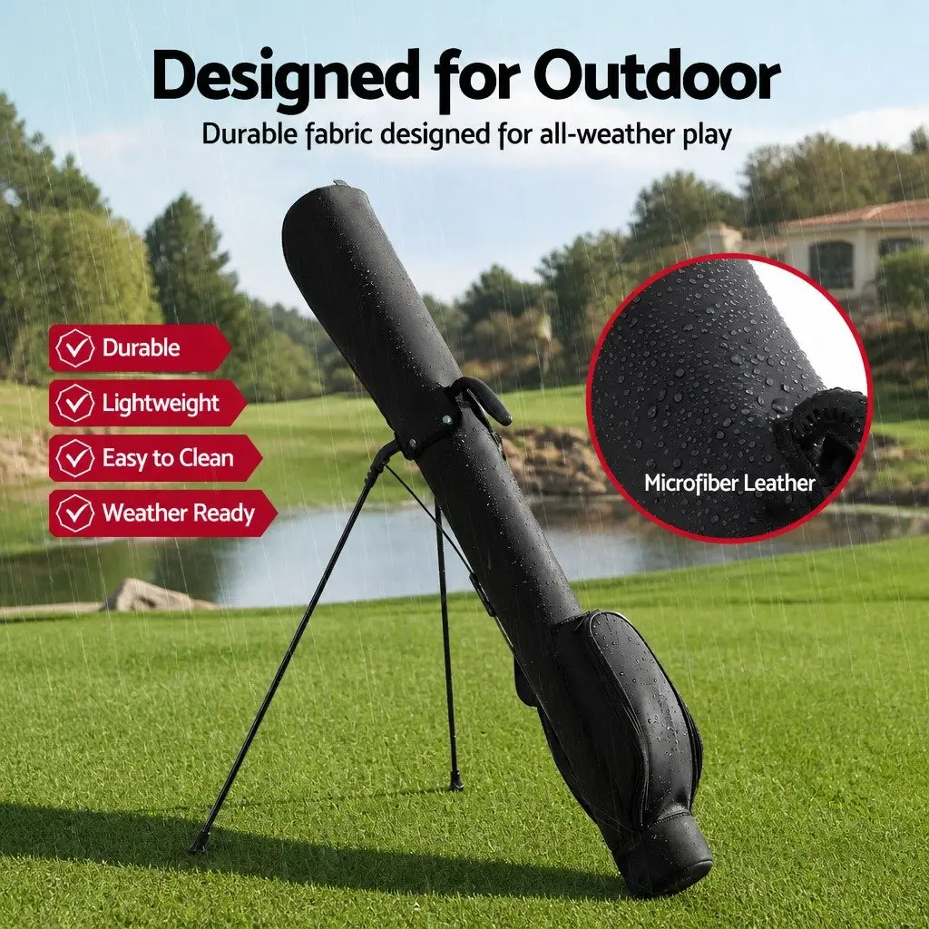 Golf Stand Bag Black Lightweight Compact Portable Practice with Insulated Pocket