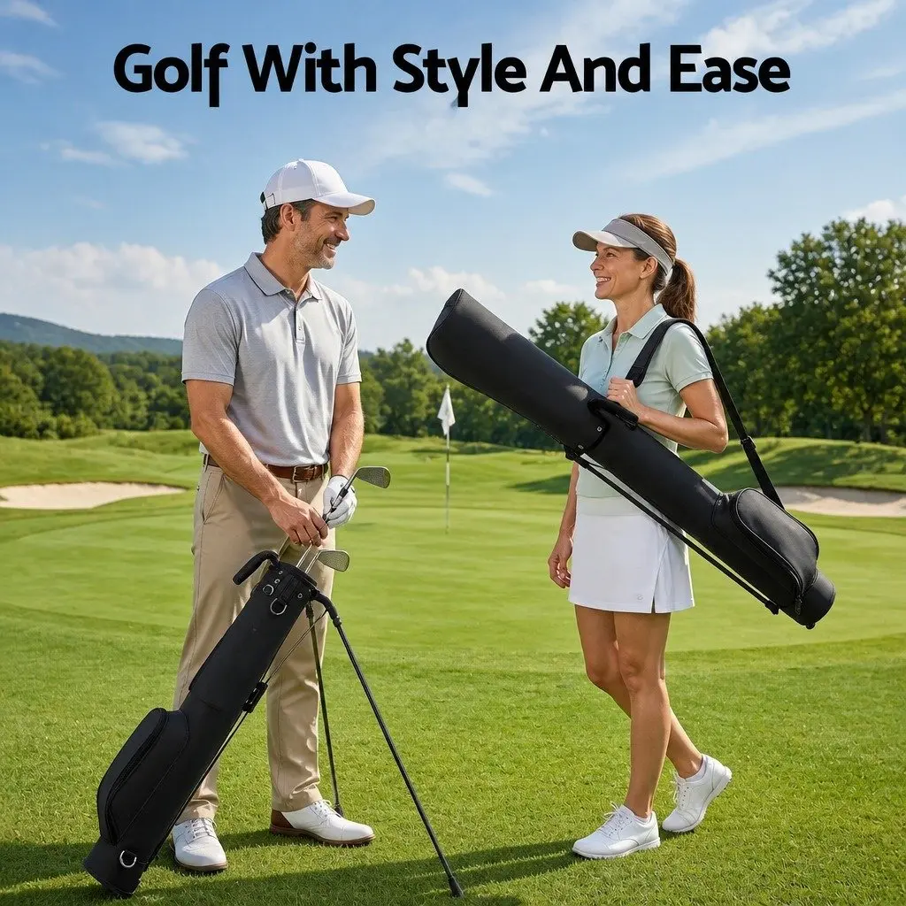 Golf Stand Bag Black Lightweight Compact Portable Practice with Insulated Pocket