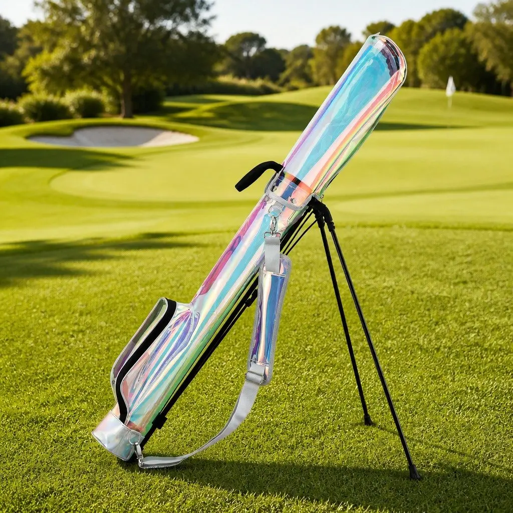 Golf Stand Bag Lightweight Sunday Pitch And Putt Carry Holographic Multicolour
