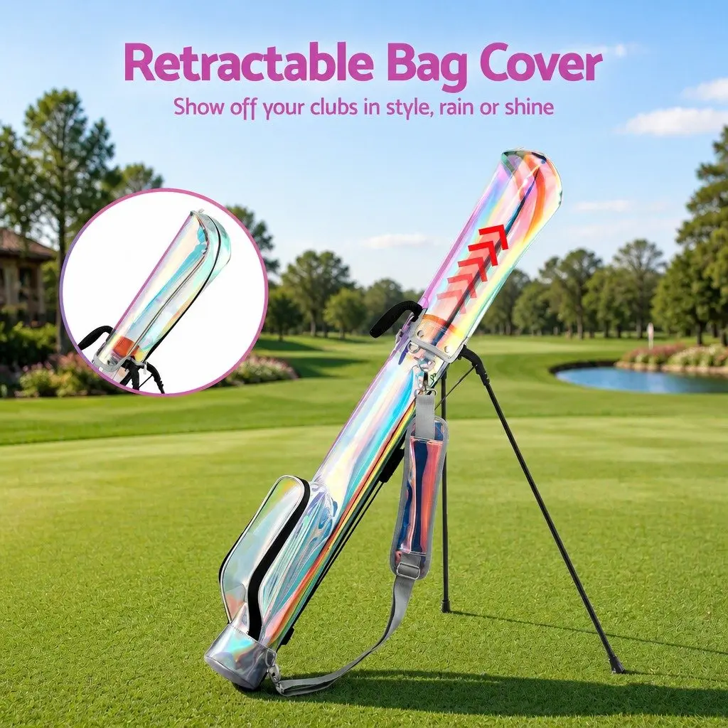 Golf Stand Bag Lightweight Sunday Pitch And Putt Carry Holographic Multicolour