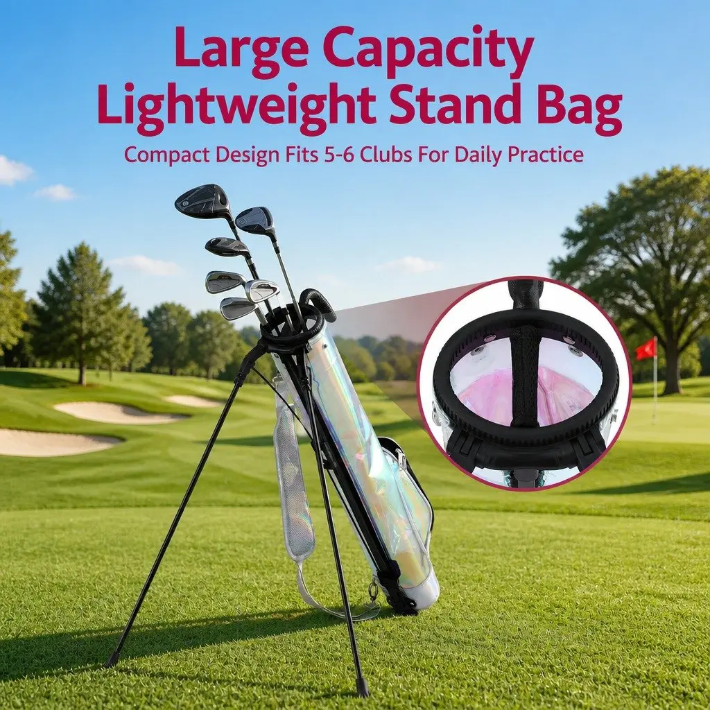 Golf Stand Bag Lightweight Sunday Pitch And Putt Carry Holographic Multicolour